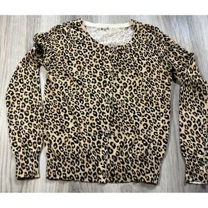 Womens Leopard Print Cardigan Sweater‎ button Long Sleeve animal print small?